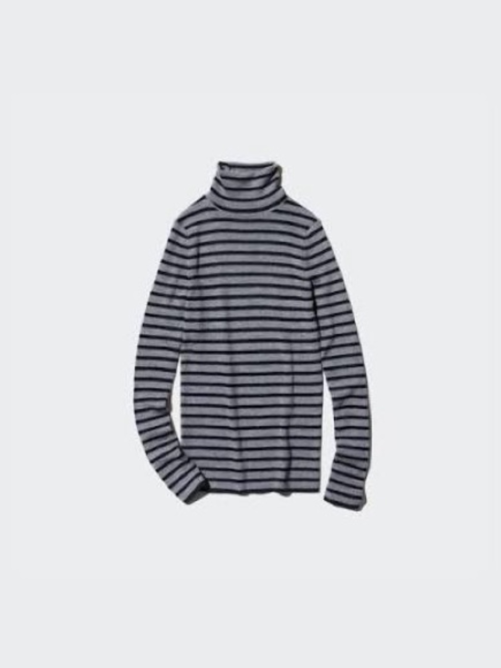 Uniqlo Extra Fine Merino Wool Striped Turtleneck — Gray & Navy